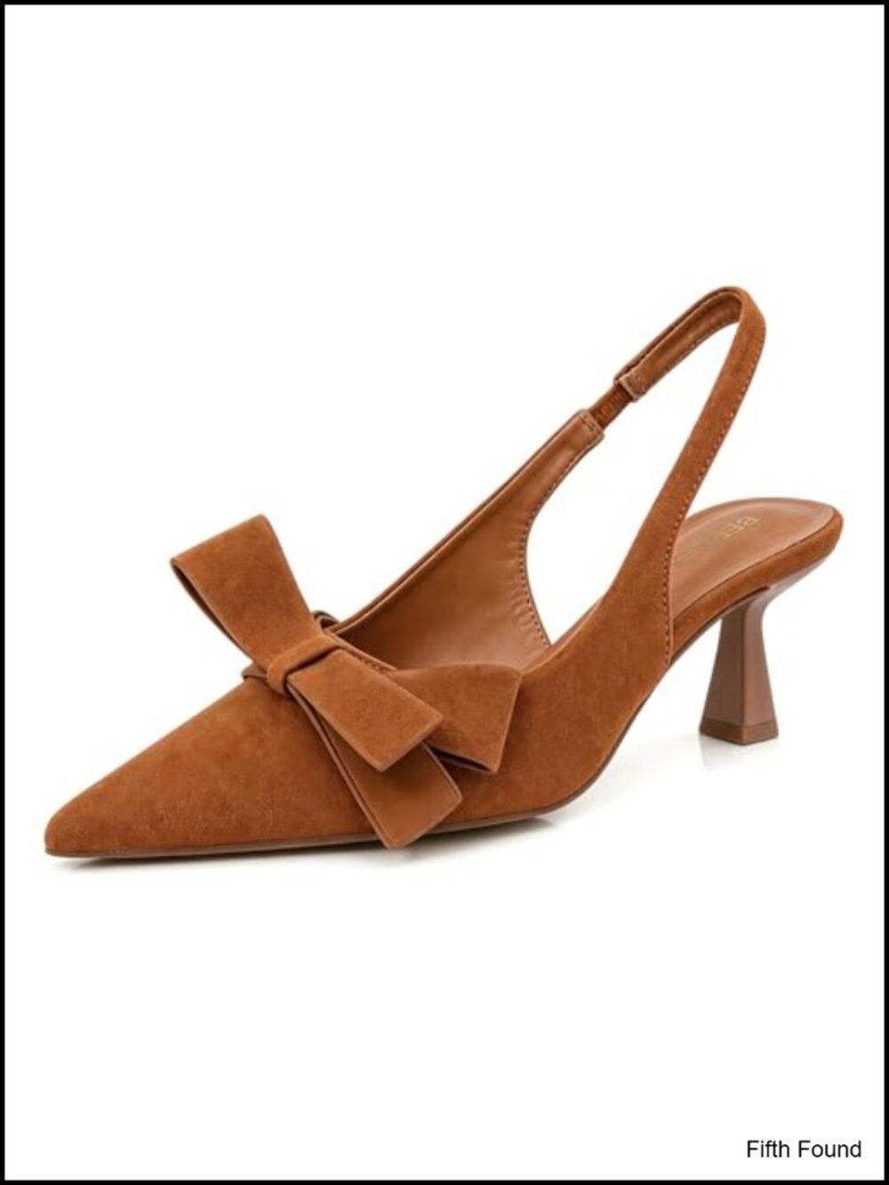 Faux Suede Kitten Heel Slingback Pumps with Bow Detail